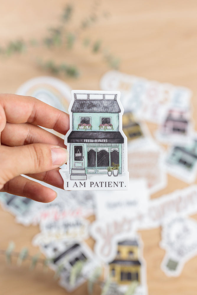 I AM PATIENT · Sticker · Flower Shop Series - Damrell Designs